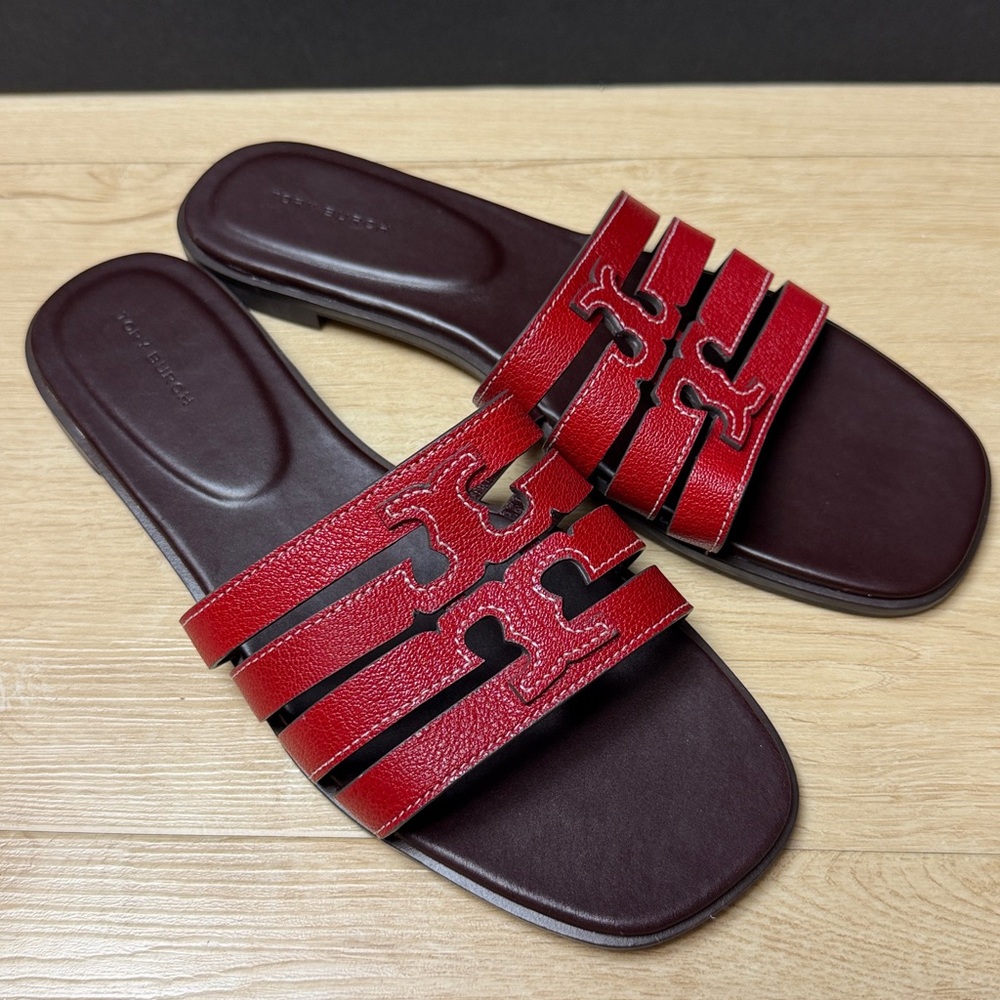 Tory Burch Ines Multi-strap Slide In Tory Red/plum, SIZE 8 1/2 US